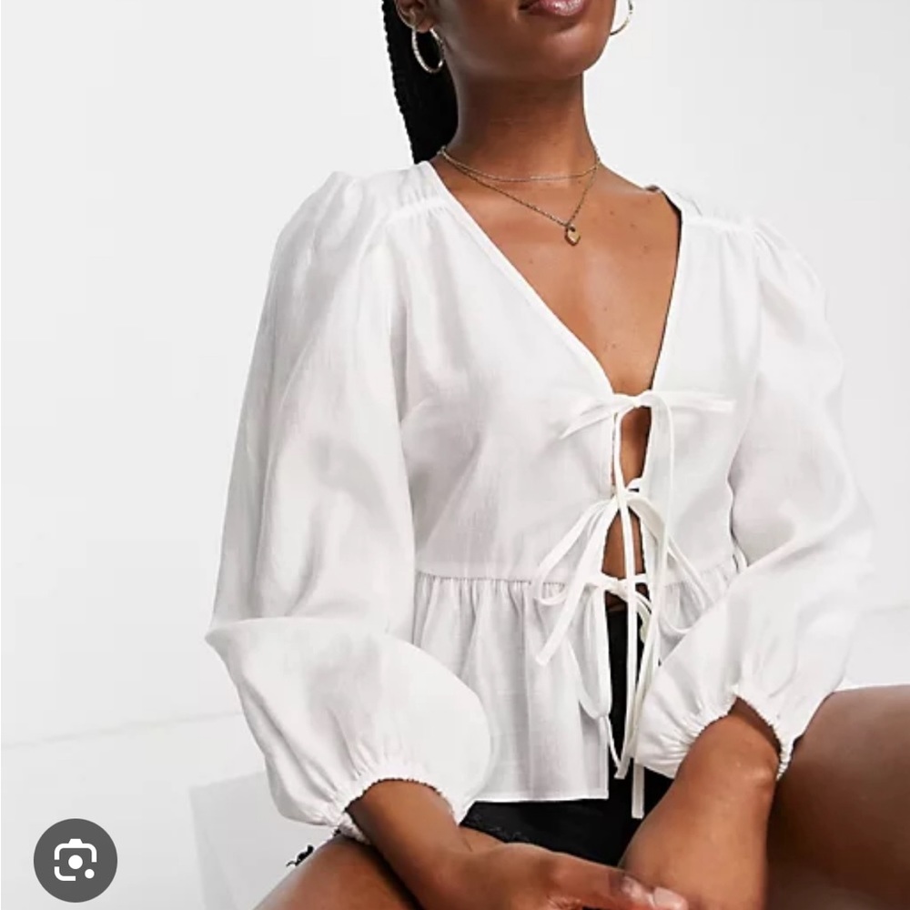 Topshop Tie Front Blouse